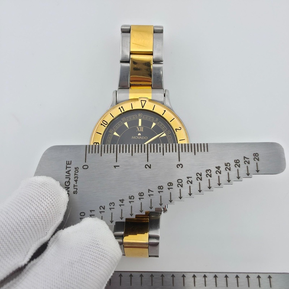 Vintage MOVADO Watch 81.09.861 SWISS Movement Stainless Steel Gold Plate 6.75" - Picture 13 of 15